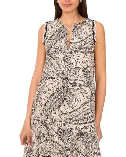 Women Vince Camuto Sleeveless Crochet Trim Tiered Maxi