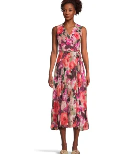 Women Calvin Klein Sleeveless Floral Chiffon Wrap