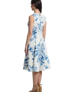 Calvin Klein Sleeveless Floral Fit And Flare Cham Multi Outlet