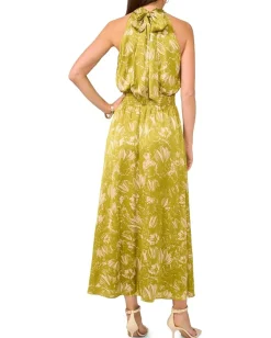 Vince Camuto Sleeveless Halter Neck Smocked Waist Green Oasis Online