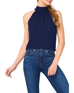 CeCe Sleeveless Halter Top With Back Bow Classic Navy