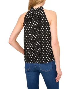 Women CeCe Sleeveless Halter Top With Back Bow