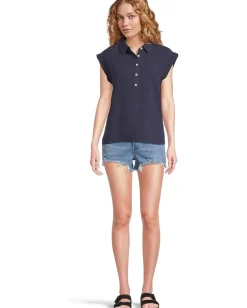 Women Mod-o-doc Sleeveless Henley Shirt