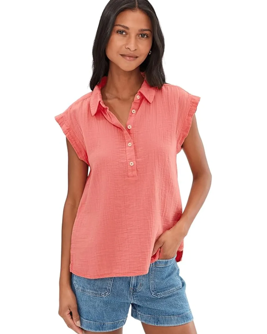 Women Mod-o-doc Sleeveless Henley Shirt