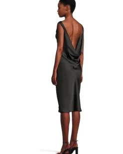 Women Norma Kamali Sleeveless Low Back Drape Dress Below Knee