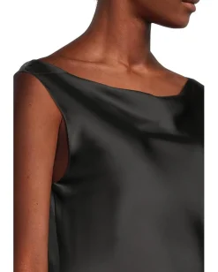 Women Norma Kamali Sleeveless Low Back Drape Dress Below Knee