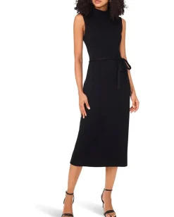 Women Vince Camuto Sleeveless Mockneck with Thin Belt Dress