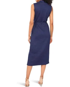 Women Vince Camuto Sleeveless Mockneck with Thin Belt Dress