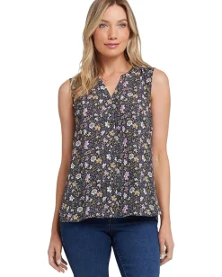 NYDJ Sleeveless Pintuck Blouse Marisol Hot