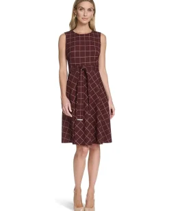 Women Calvin Klein Sleeveless Plaid Aline
