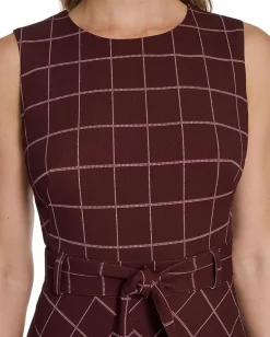 Women Calvin Klein Sleeveless Plaid Aline