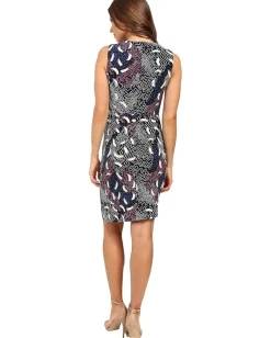 Women Donna Morgan Sleeveless Printed Matte Jersey Dress w/ Rouched Side