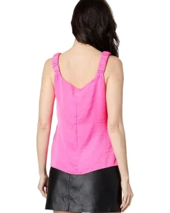 Vince Camuto Sleeveless Ruffle Strap Rumple Tank Hot Pink Online