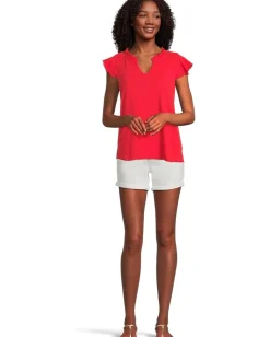 Mod-o-doc Sleeveless Ruffle Top Rich Apple New