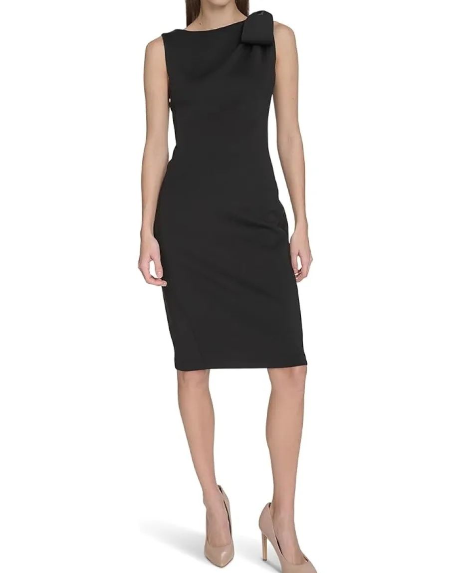 Calvin Klein Sleeveless Scuba Sheath Black Discount