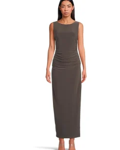 Norma Kamali Sleeveless Shirred Waist Gown Espresso Clearance
