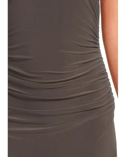 Norma Kamali Sleeveless Shirred Waist Gown Espresso Clearance