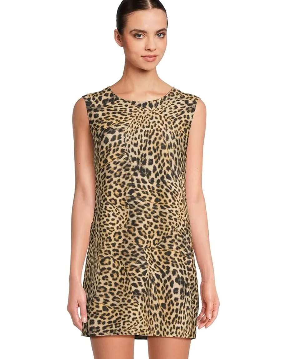 Norma Kamali Sleeveless Tailored Mini Dress Cheetah Patch Best