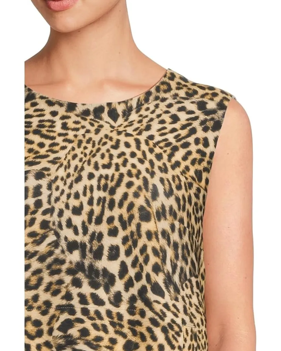 Norma Kamali Sleeveless Tailored Mini Dress Cheetah Patch Best