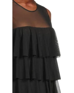 Norma Kamali Sleeveless Tiered Ruffle Pickleball Dress Black