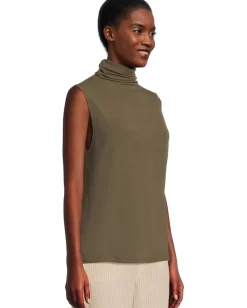 Vince Sleeveless Turtleneck Heathered Cypress Discount