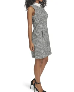 Women Calvin Klein Sleeveless Tweed Aline with Collar