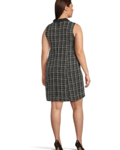 Women Calvin Klein Sleeveless Tweed Sheath With Collar