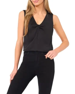 CeCe Sleeveless Twist V-Neck Top Rich Black