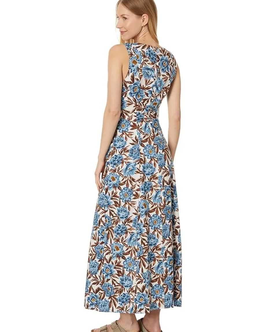Madewell Sleeveless V-Neck Midi Dress in Floral Stonewash Blue Online