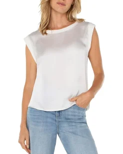 Women Liverpool Los Angeles Sleeveless Woven To Knit Top