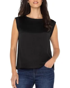 Liverpool Los Angeles Sleeveless Woven To Knit Top Black Clearance