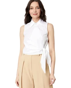 Women Vince Sleeveless Wrap Shirt
