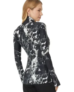 Norma Kamali Slim Fit Long Sleeve Turtle Top Black Marble Sale