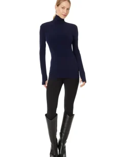 Women Norma Kamali Slim Fit Long Sleeve Turtle Top