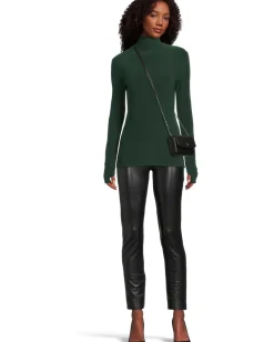 Norma Kamali Slim Fit Long Sleeve Turtle Top Dark Emerald Discount