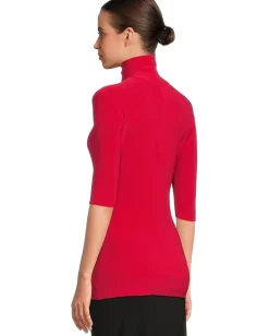 Women Norma Kamali Slim Fit Short Sleeve Turtle Top