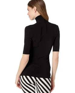 Norma Kamali Slim Fit Short Sleeve Turtle Top Black Outlet