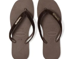 Havaianas Slim Square Plush Sandals Dark Brown Outlet