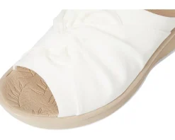 LifeStride Smile 3 Slides Bright White Stretch Fabric Sale