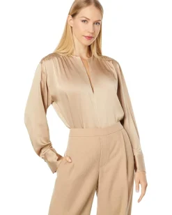 Women Vince Smocked Long Sleeve Blouse