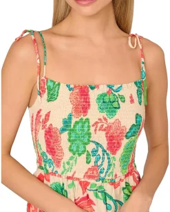 Women Adrianna Papell Smocked Printed Placement Dress