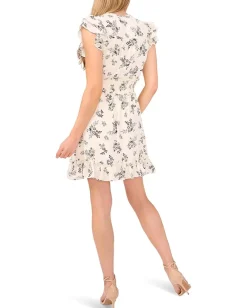 Women CeCe Smocked Waist Flutter Sleeve Mini Dress