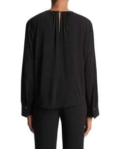 Vince Soft Gathered Blouse Black Hot