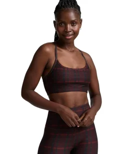 Beyond Yoga Softmark Slim Racerback Bra Dark Cherry Preppy Plaid New