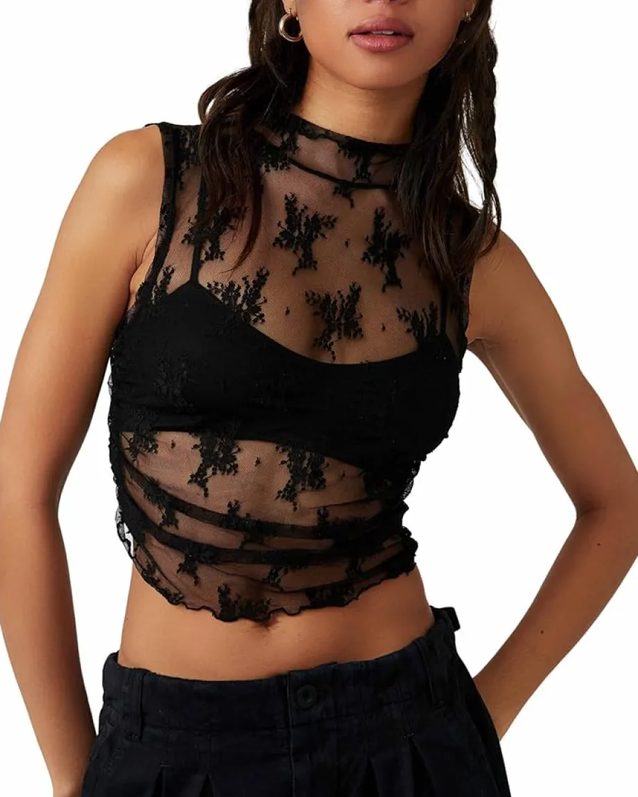 Free People Solid Nice Try Muscle Tank Black Best