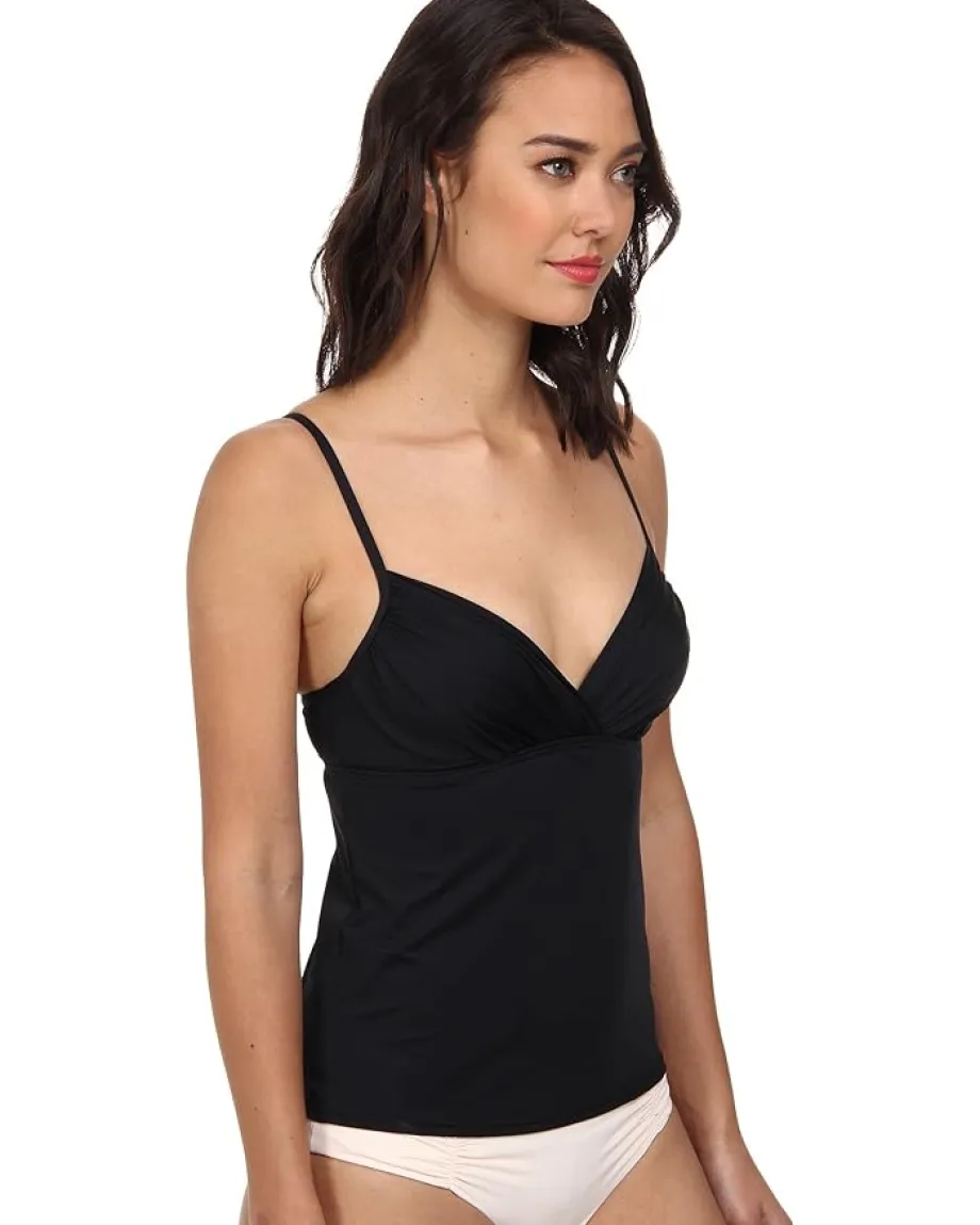 Women Badgley Mischka Solid Shirred Underwire Tankini Top