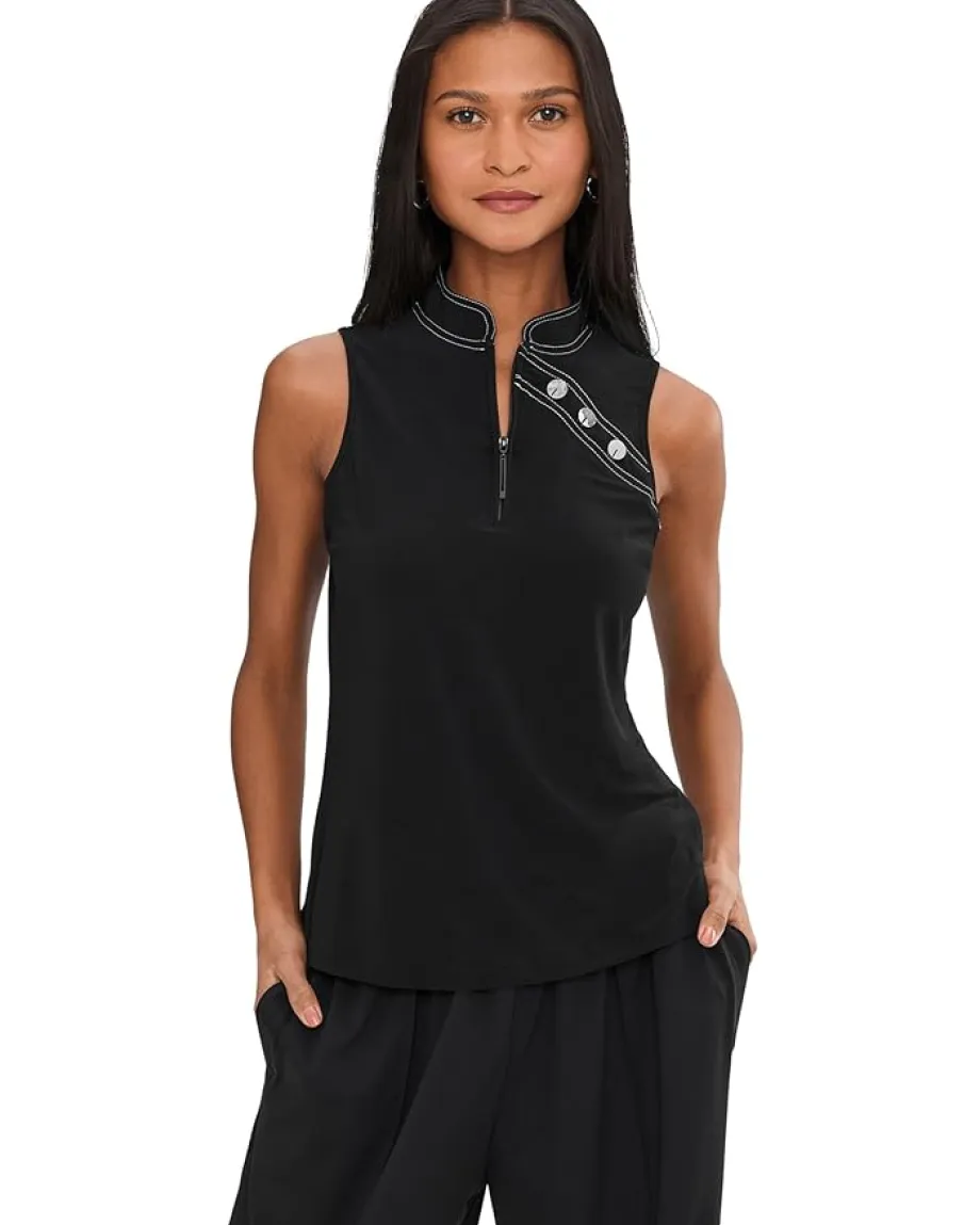 Women Jamie Sadock Solid Sleeveless Polo In Cloud Fabric