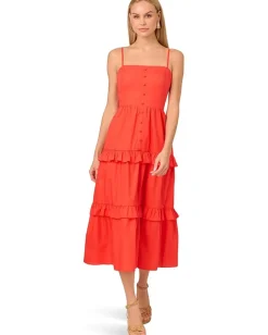 Women Adrianna Papell Solid Tiered Midi Dress