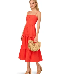 Women Adrianna Papell Solid Tiered Midi Dress