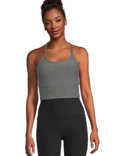Beyond Yoga Spacedye Slim Racerback Cropped Tank True Gray Heather New